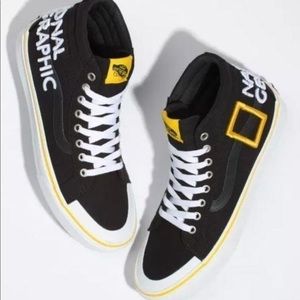 Vans x National Geographic Sk8-Hi Reissue 5 Logo Black & Yellow Skate Shoes